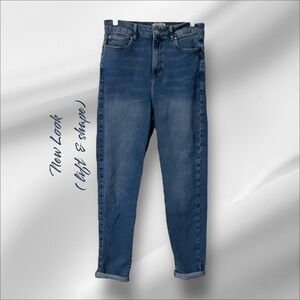 New Look Mom Lift& Shape Wear Blue Denim Jean SZ 8 Women Casual Streetwear Zip